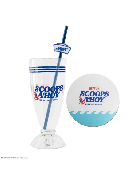 Vaso y pajita para batido cinereplicas stranger things scoops ahoy
