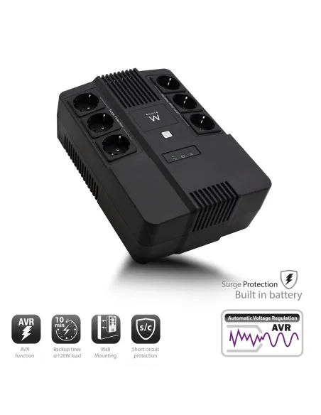 Ewent EW3945 sistema de alimentación ininterrumpida (UPS) Línea interactiva 0,6 kVA 360 W 1 salidas AC