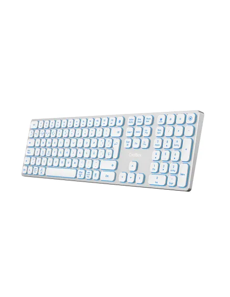 CoolBox TECLADO INALAMBRICO RETROILUMINADO MOONLIGHT KEY B431 USB-C+BT5.1+RF2.4G BLANCO DE ALUMINIO
