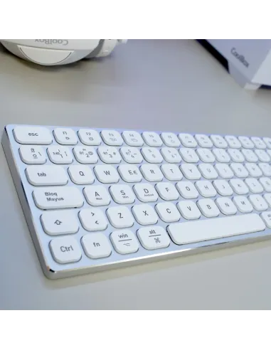 CoolBox TECLADO INALAMBRICO RETROILUMINADO MOONLIGHT KEY B431 USB-C+BT5.1+RF2.4G BLANCO DE ALUMINIO