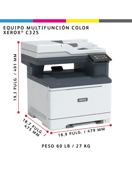 Xerox C325 A4 33 ppm Inalámbrica a doble cara Copia impresión escaneado fax PS3 PCL5e 6 2 bandejas 251 hojas