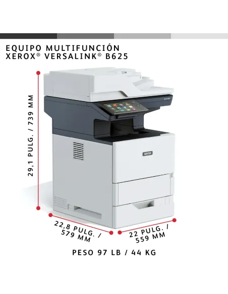 Xerox VersaLink B625 A4 61 ppm Copia impresión escaneado fax a doble cara PS3 PCL5e 6 2 bandejas 650 hojas