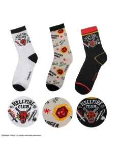 Pack 3 pares de calcetines cinereplicas stranger things hellfire club
