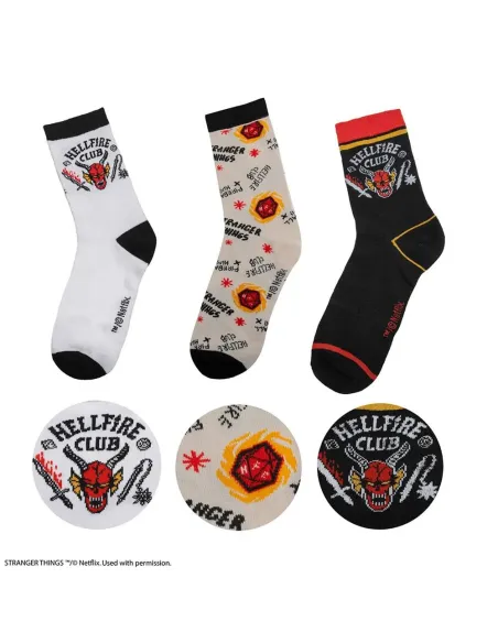 Pack 3 pares de calcetines cinereplicas stranger things hellfire club