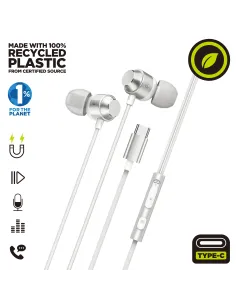 Muvit for charge auriculares estéreo m32 tipo c magnéticos blancos