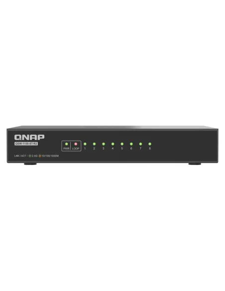 QNAP QSW-1108-8T-R2 switch No administrado 2.5G Ethernet (100 1000 2500) Escritorio Negro