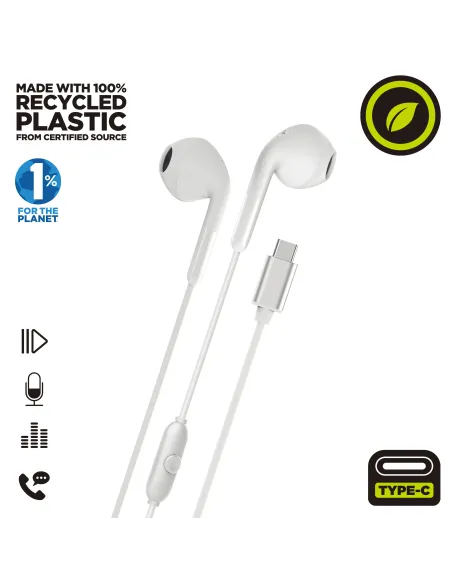 Muvit for charge auriculares estéreo e58 tipo c blancos