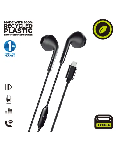 Muvit for charge auriculares estéreo e58 tipo c negros