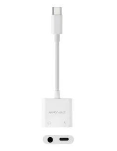 Nanocable Adaptador de Audio USB-C M a Jack 3.5 H + USB-C H PD 60W, 11.5 cm, Blanco 2