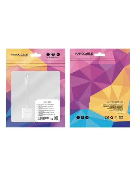 Nanocable Adaptador de Audio USB-C M a Jack 3.5 H + USB-C H PD 60W, 11.5 cm, Blanco