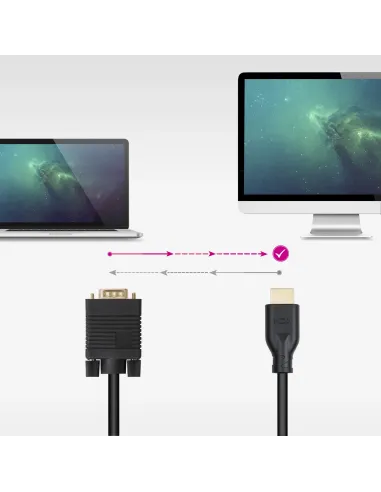 Nanocable Cable conversor VGA M a HDMI M, Negro, 1.8m