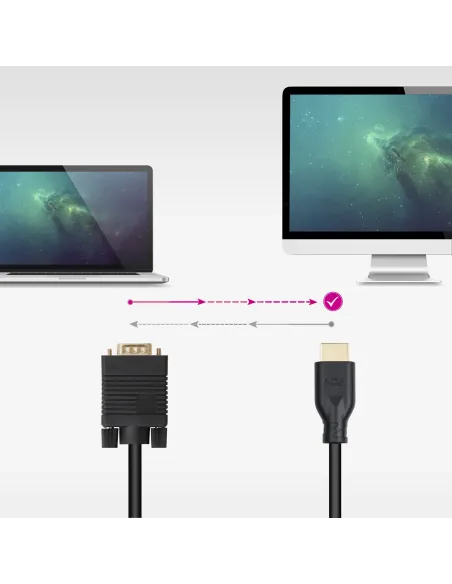 Nanocable Cable conversor VGA M a HDMI M, Negro, 1.8m