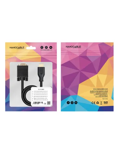 Nanocable Cable conversor VGA M a HDMI M, Negro, 1.8m