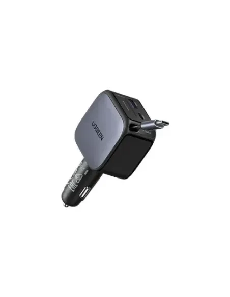 UGREEN 60W 2C1A FAST CAR CHARGER WITH RETRACTABLE USB-C CABLE