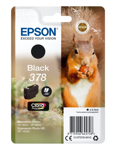 Epson Squirrel Singlepack Black 378 Claria Photo HD Ink