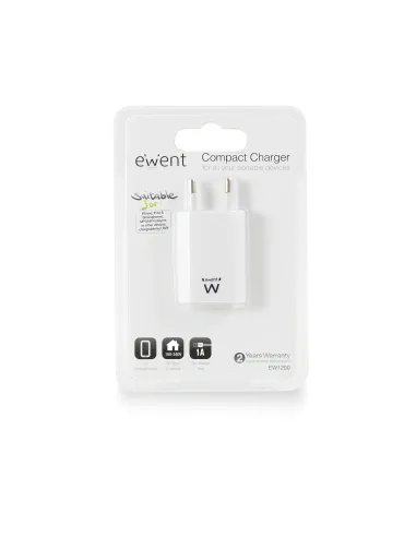 Ewent EW1200 cargador de dispositivo móvil Universal Blanco USB Interior