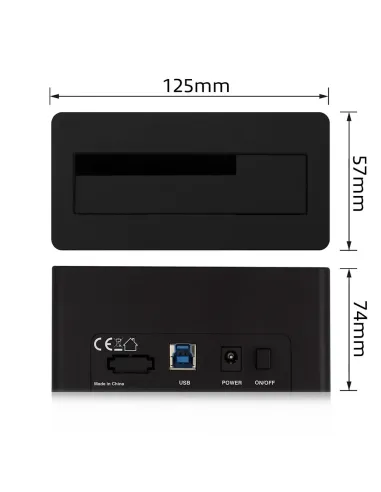 Ewent EW7012 base de conexión para disco duro USB 3.2 Gen 1 (3.1 Gen 1) Type-B Negro