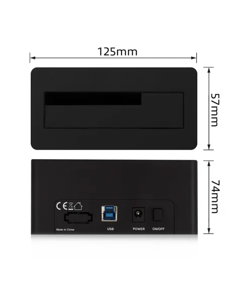 Ewent EW7012 base de conexión para disco duro USB 3.2 Gen 1 (3.1 Gen 1) Type-B Negro