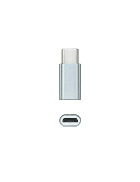 Nanocable Adaptador USB-C a Micro USB, USB-C M-Micro B H, Aluminio, Gris