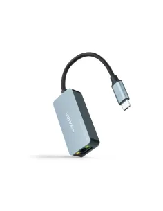 Nanocable Conversor USB-C 3.2 GEN1 a Ethernet 2.5G, Aluminio, Gris, 15 cm