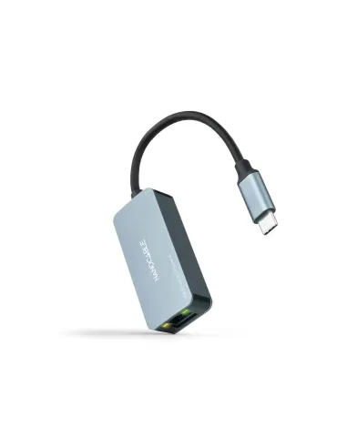 Nanocable Conversor USB-C 3.2 GEN1 a Ethernet 2.5G, Aluminio, Gris, 15 cm