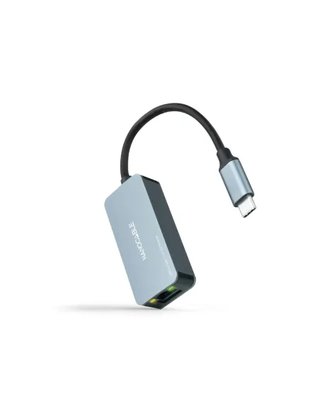 Nanocable Conversor USB-C 3.2 GEN1 a Ethernet 2.5G, Aluminio, Gris, 15 cm