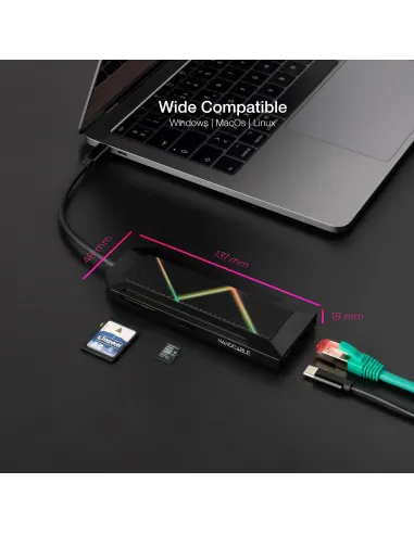 Nanocable 10.16.0801 base para portátil y replicador de puertos Alámbrico USB 3.2 Gen 1 (3.1 Gen 1) Type-C Negro