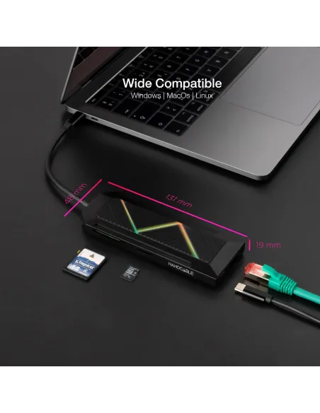 Nanocable 10.16.0801 base para portátil y replicador de puertos Alámbrico USB 3.2 Gen 1 (3.1 Gen 1) Type-C Negro