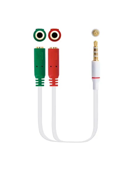 Nanocable Cable adaptador Audio Jack 3.5 M 4pines - 2xJack 3.5 H 3pines, blanco, 20 cm
