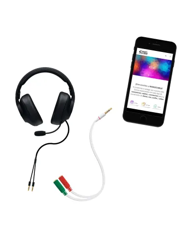 Nanocable Cable adaptador Audio Jack 3.5 M 4pines - 2xJack 3.5 H 3pines, blanco, 20 cm