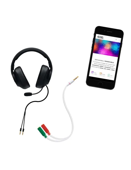 Nanocable Cable adaptador Audio Jack 3.5 M 4pines - 2xJack 3.5 H 3pines, blanco, 20 cm