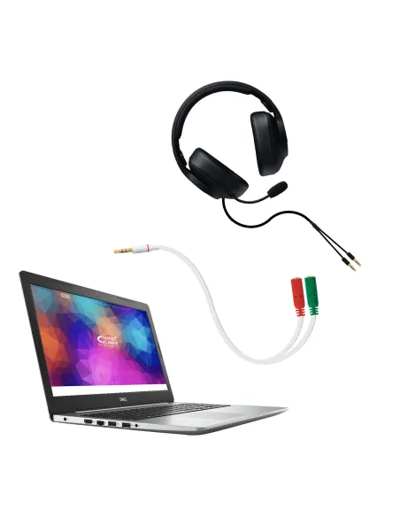 Nanocable Cable adaptador Audio Jack 3.5 M 4pines - 2xJack 3.5 H 3pines, blanco, 20 cm