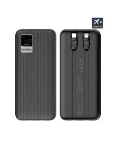 CoolBox POWERBANK DP10 10000MAH LCD+CABLES INTEGRADOS USB-C+LIGHTING NEGRO CARGA RAPIDA