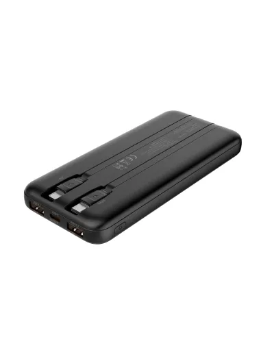 CoolBox POWERBANK DP10 10000MAH LCD+CABLES INTEGRADOS USB-C+LIGHTING NEGRO CARGA RAPIDA