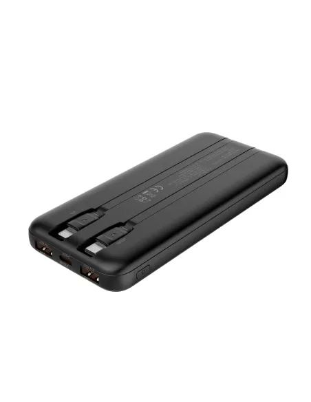 CoolBox POWERBANK DP10 10000MAH LCD+CABLES INTEGRADOS USB-C+LIGHTING NEGRO CARGA RAPIDA