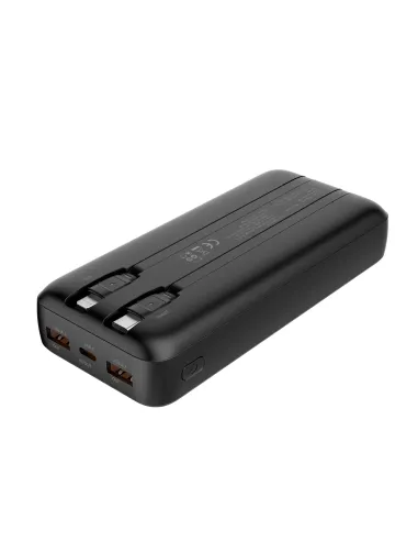 CoolBox POWERBANK DP20 20000MAH LCD+CABLES INTEGRADOS USB-C+LIGHTING NEGRO CARGA RAPIDA