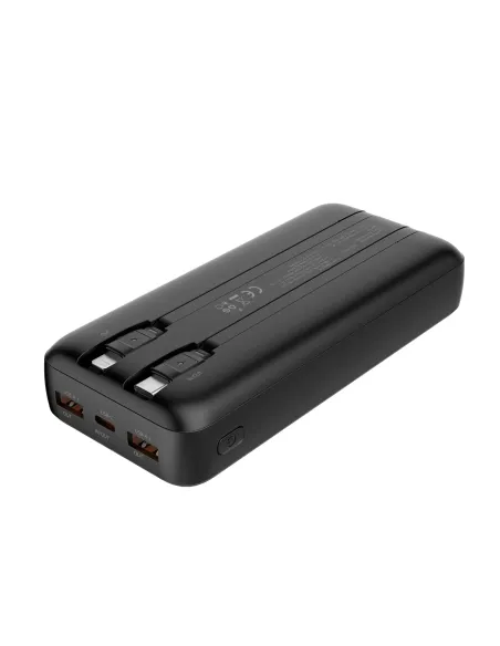 CoolBox POWERBANK DP20 20000MAH LCD+CABLES INTEGRADOS USB-C+LIGHTING NEGRO CARGA RAPIDA