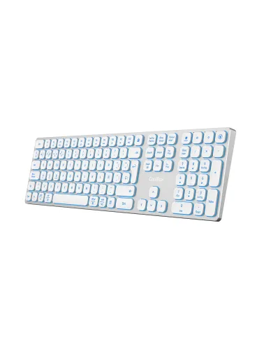 CoolBox TECLADO INALAMBRICO RETROILUMINADO MOONLIGHT KEY B431 USB-C+BT5.1+RF2.4G BLANCO DE ALUMINIO