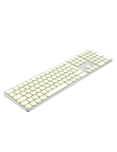 CoolBox TECLADO INALAMBRICO RETROILUMINADO MOONLIGHT KEY B431 USB-C+BT5.1+RF2.4G BLANCO DE ALUMINIO