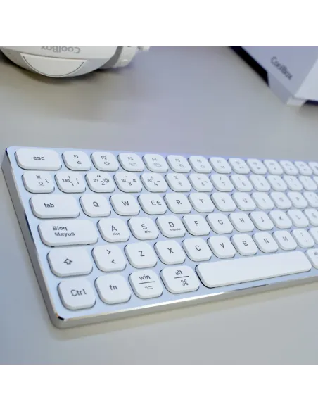 CoolBox TECLADO INALAMBRICO RETROILUMINADO MOONLIGHT KEY B431 USB-C+BT5.1+RF2.4G BLANCO DE ALUMINIO