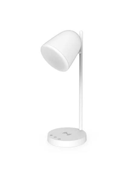 Lampara sobremesa muvit io wifi blancos + base carga inalambrica