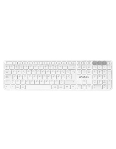 Teclado inalámbrico multidispositivo phoenix k300 blueooth dual y 2.4ghz blanco