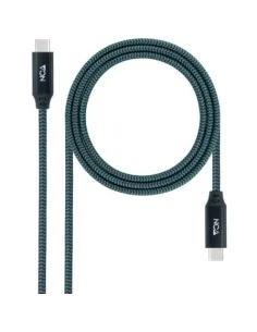 Cable USB 3.2 Nanocable 10.01.4300-COMB/ USB Tipo-C Macho - USB Tipo-C Macho/ Hasta 100W/ 20Gbps/ 50cm/ Gris y Negro