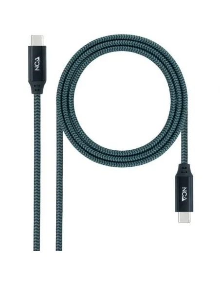 Cable USB 3.2 Nanocable 10.01.4300-COMB/ USB Tipo-C Macho - USB Tipo-C Macho/ Hasta 100W/ 20Gbps/ 50cm/ Gris y Negro
