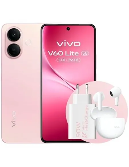 Smartphone Vivo V60 Lite 8GB/ 256GB/ 6.77"/ 5G/ Rosa/ Incluye Cargador 90W y Buds