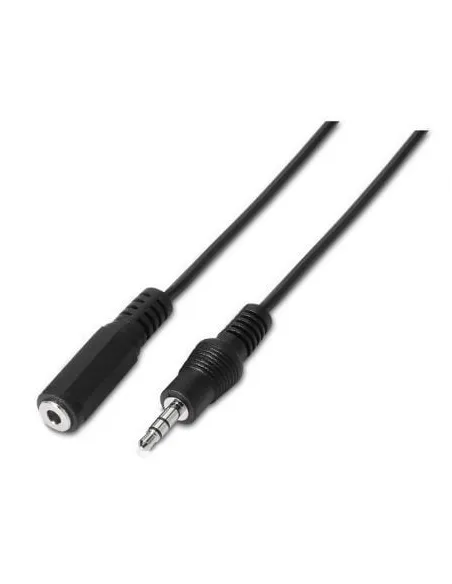 Cable Estéreo Aisens A128-0146/ Jack 3.5 Macho - Jack 3.5 Hembra/ Hasta 0.1W/ 3m/ Negro