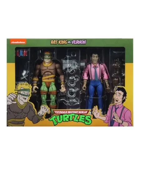 Pack 2 figuras neca rat king & vernon 18 cm scale action figure tmnt cartoon re - run