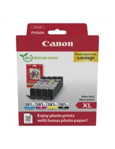 Multipack canon cli - 581xl bk - c - m - y + papel fotografico