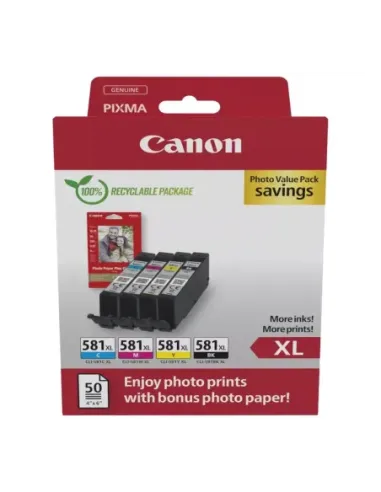 Multipack canon cli - 581xl bk - c - m - y + papel fotografico