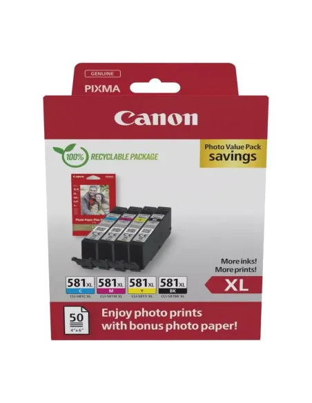Multipack canon cli - 581xl bk - c - m - y + papel fotografico